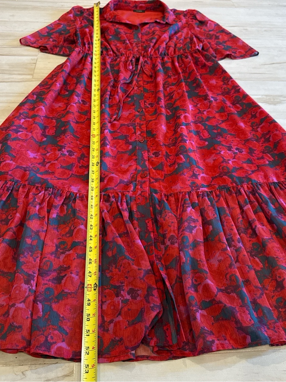 Plus Size Floral Maxi Dress Tie Waist Collared Boho Cottagecore 1X Halogen - Picture 5 of 9
